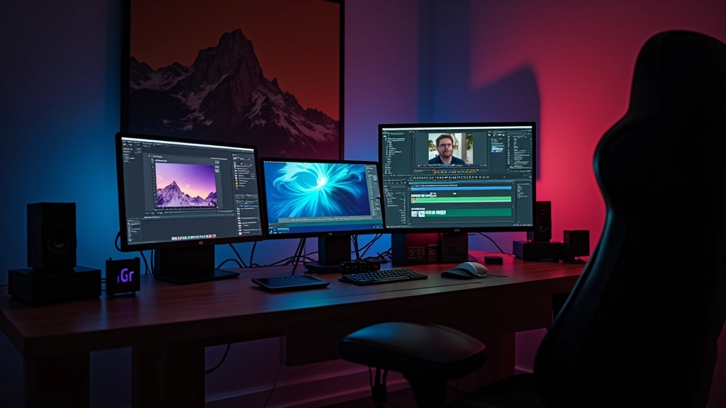 Creatieve studio werkplek met motion design elementen en timeline zichtbaar