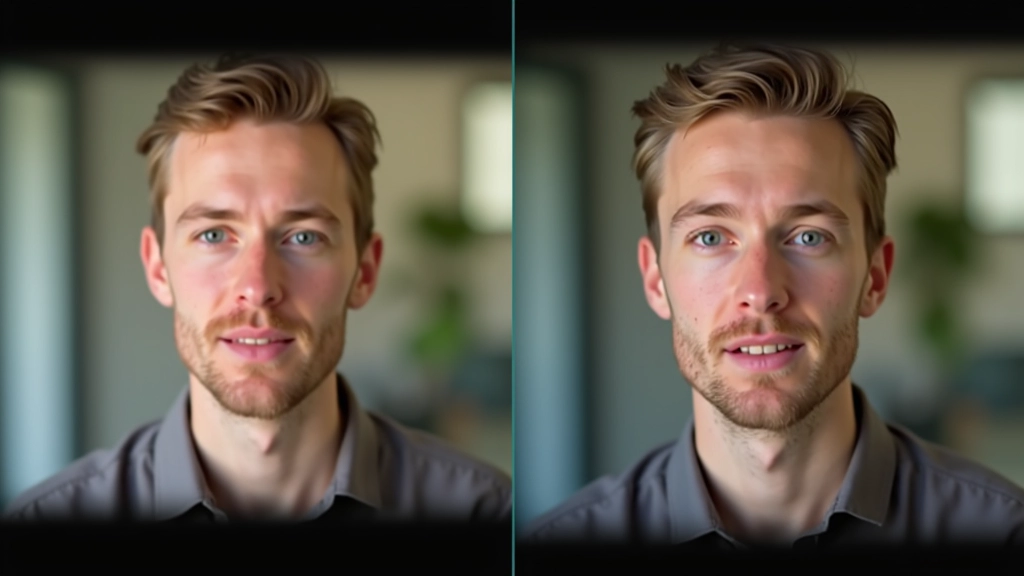 Video frame met en zonder color correction effect, voor en na vergelijking van helderheid en saturatie